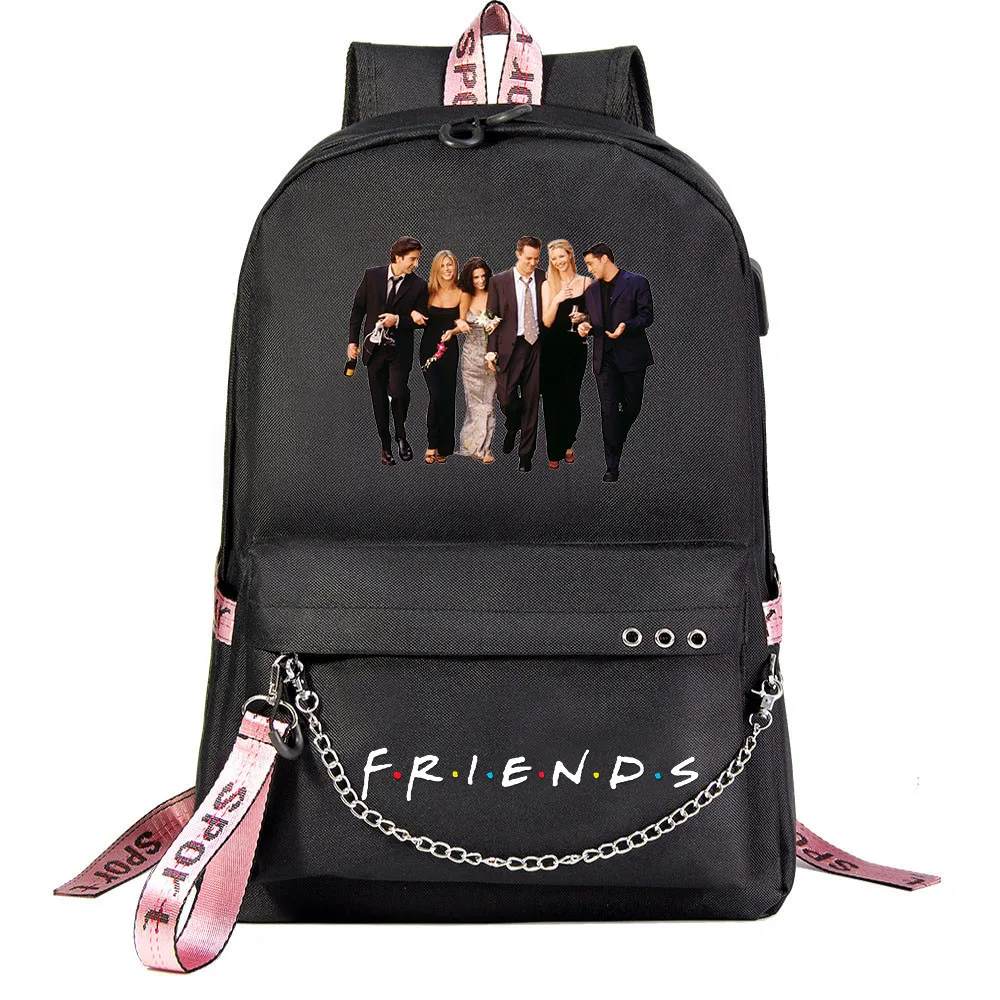 

Central Perk Coffee Friends Backpack Students School Bag Women Men Causal Travel Laptop Backpack with Charging USB Teenager