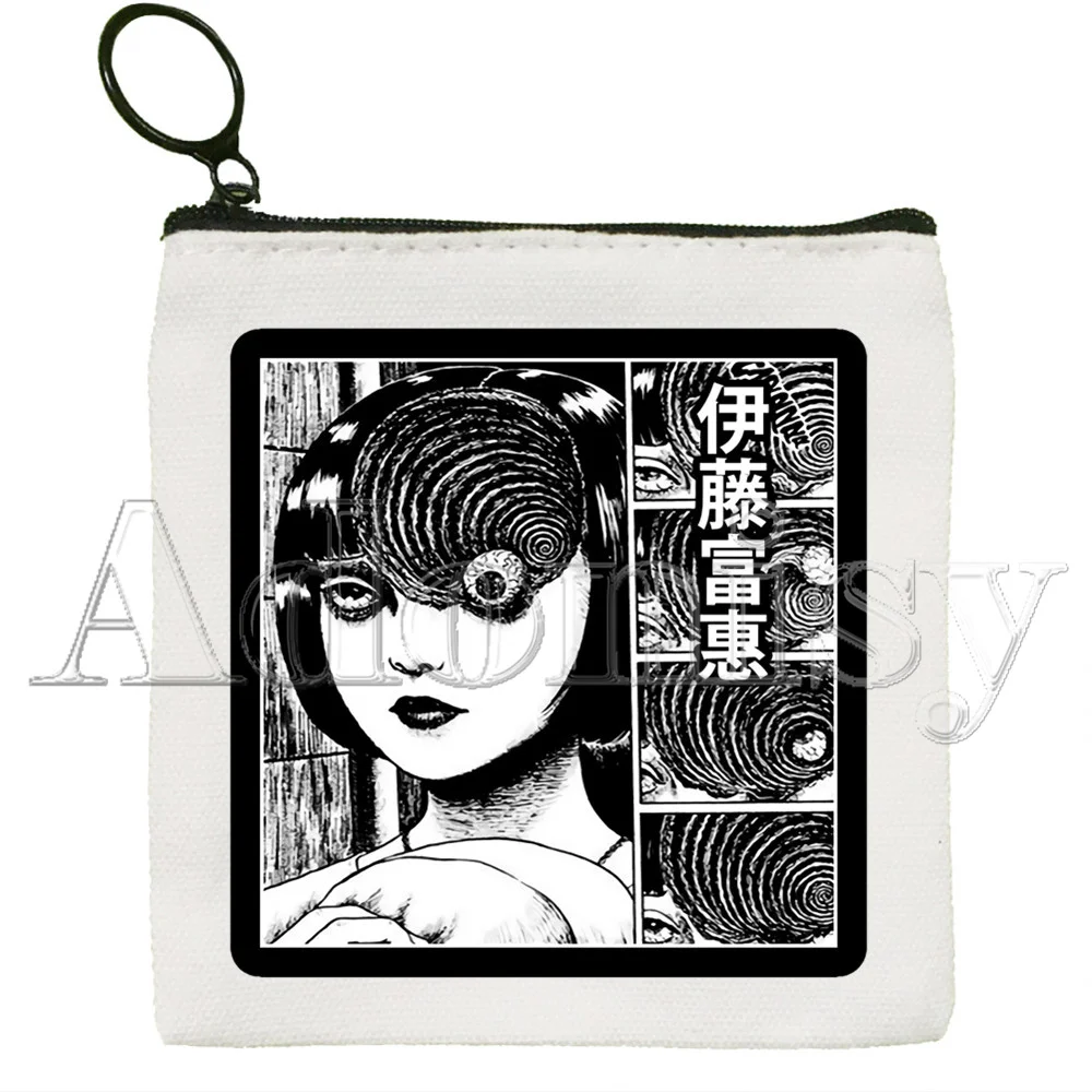 Junji Ito Hand-painted Wallet Blank Canvas Pure White Cloth Bag Customized Hand-painted Small Coin Bag