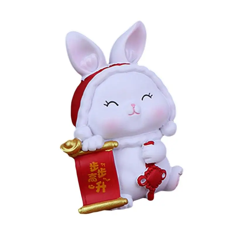 

Статуэтка китайского кролика из смолы, статуэтка зайчика, миниатюрная Статуэтка счастливого кролика, китайские строительные украшения