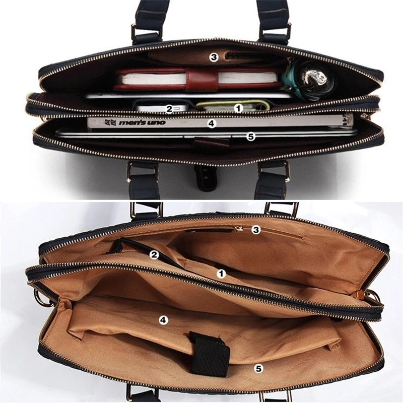 Male Business Briefcases Fashion Embossing Letters Brief Case Genuine Leather 14 Inches Laptop Bag Luxury Men's bag 2022 New