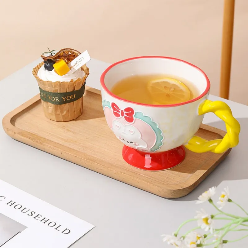 

Ceramic hand-painted embossed breakfast cup mug large-capacity oatmeal cup cute creative milk cup coffee cup juice drink cup