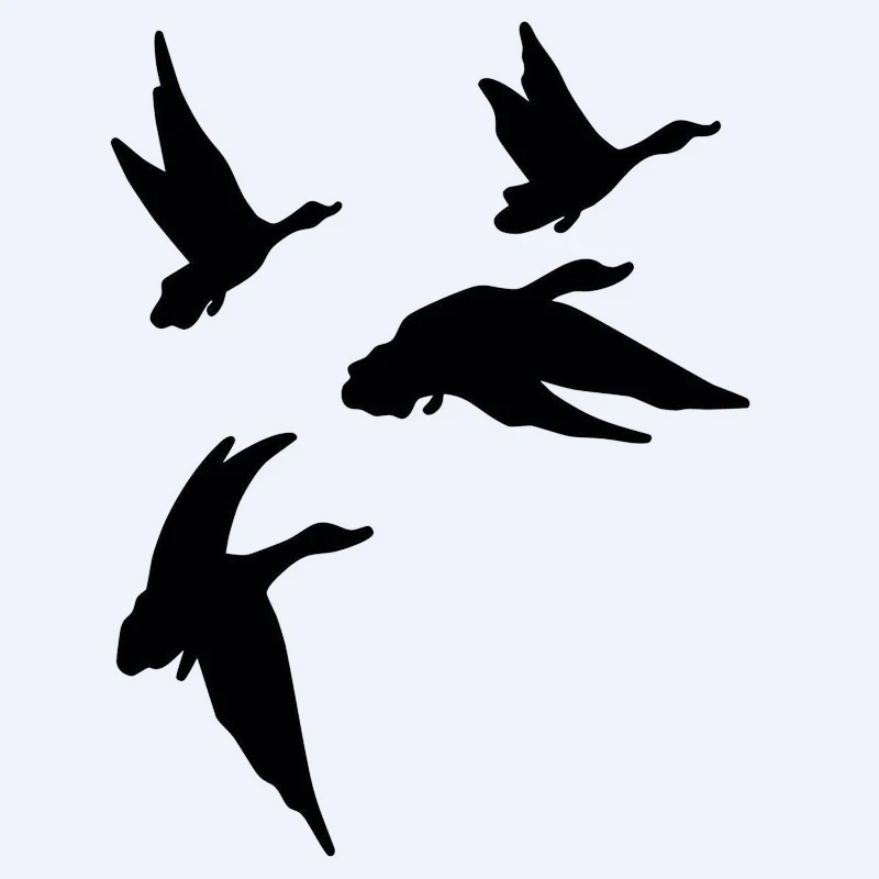 

Черный/серебристый, четыре летающих диких утки, забавные автомобильные наклейки, виниловые наклейки для охоты, Стайлинг автомобиля, наклейка 11,7*15,2 см, ПВХ