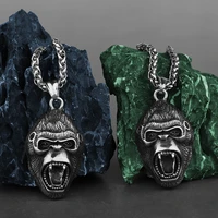stainless steel retro gorilla fashion punk gothic men and women pendant sweater chain versatile party gift wholesale