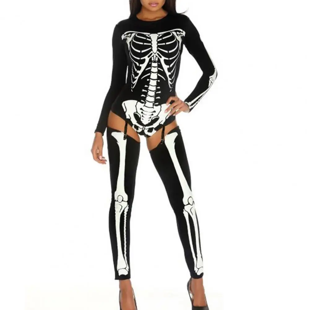 

Eye-catching Slim Fit Scary Contrast Colors Halloween Cosplay Romper Halloween Party Costume Halloween Party Costume