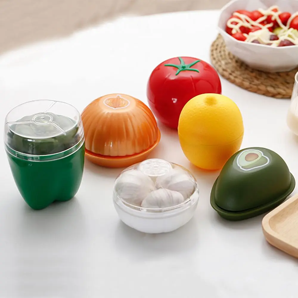 

Onion Green Pepper Garlic Shaped Food Containers Lemon Fruits Fresh Box Plastic Vegetable Fresh-keeping Box Refrigerator Storage