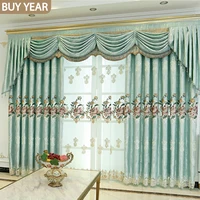 european style curtains for living dining room bedroom luxury embroidered tulle curtain with valance french window curtain