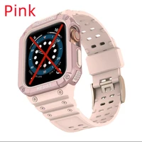 1pcs 38mm 40mm 41mm 42mm 44mm 45mm solid tpu resin one watchstrap all in one case watchband green pink grey black blue white red