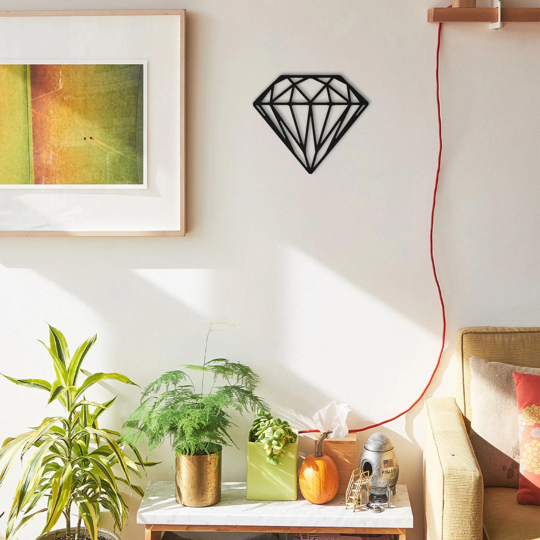 

Металлическая настенная Геометрическая Бриллиантовая офисная домашняя декорация настольное украшение современное искусство фотостена С...