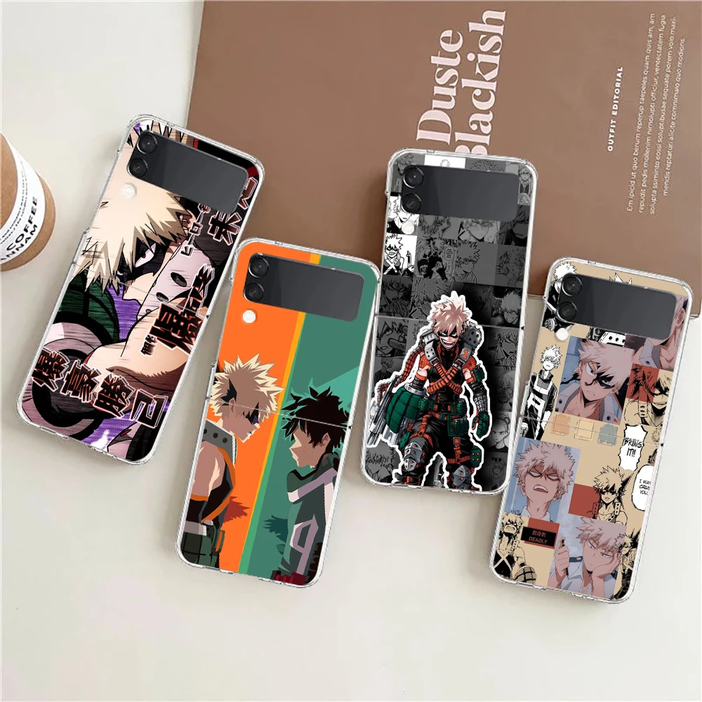 

Katsuki Bakugo My Hero Academia For Samsung Galaxy Z flip 4 Bag Transparent Phone Cover For Galaxy Z Flip 3 Case Hard PC Shell