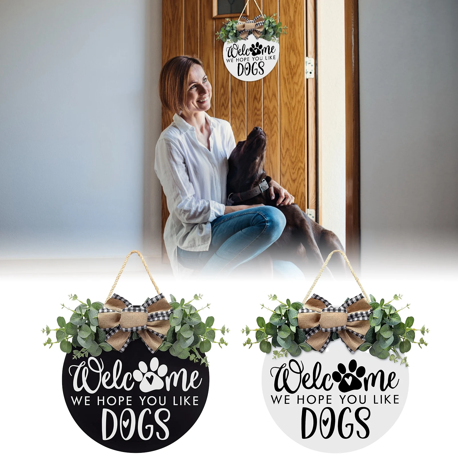 

Dog Wreath Welcome Sign For Front Door Decor Welcome Wreath Sign Hanger For Dogs Lovers Christmas Decoration Housewarming Gift