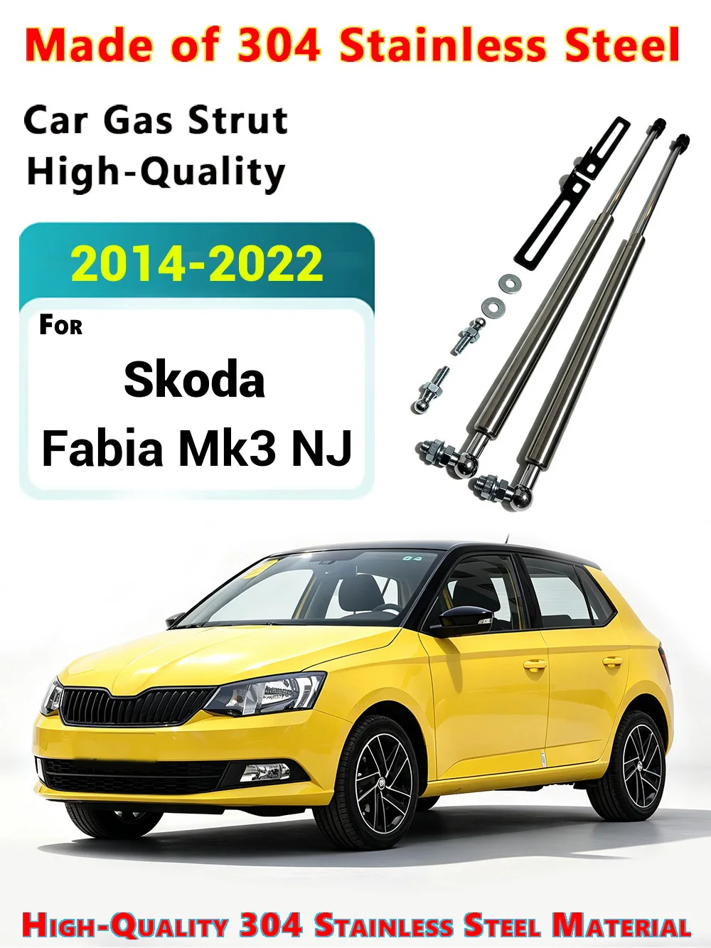 Фото Для Skoda Fabia MK3 NJ 2014-2022: Аксессуары для тюнинга автомобиля, газовые упоры капота, стойки поддержки из нержавеющей стали 304. №1