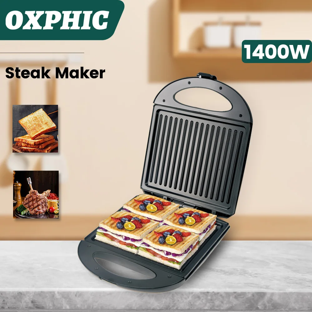 OXPHIC 1400W Electric Steak Maker Grill Machine  Panini Maker электрогрилть  Grelhas Elétricas Toaster Bread Maker