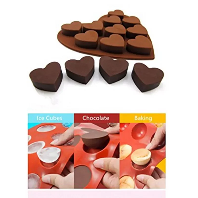 

2022New Hot Sale 10 Holes 3D Cake Mold Mini Heart Silicone Chocolate Fondant Jelly Cookie Muffin Ice Mould Moulds Cupcake Mold
