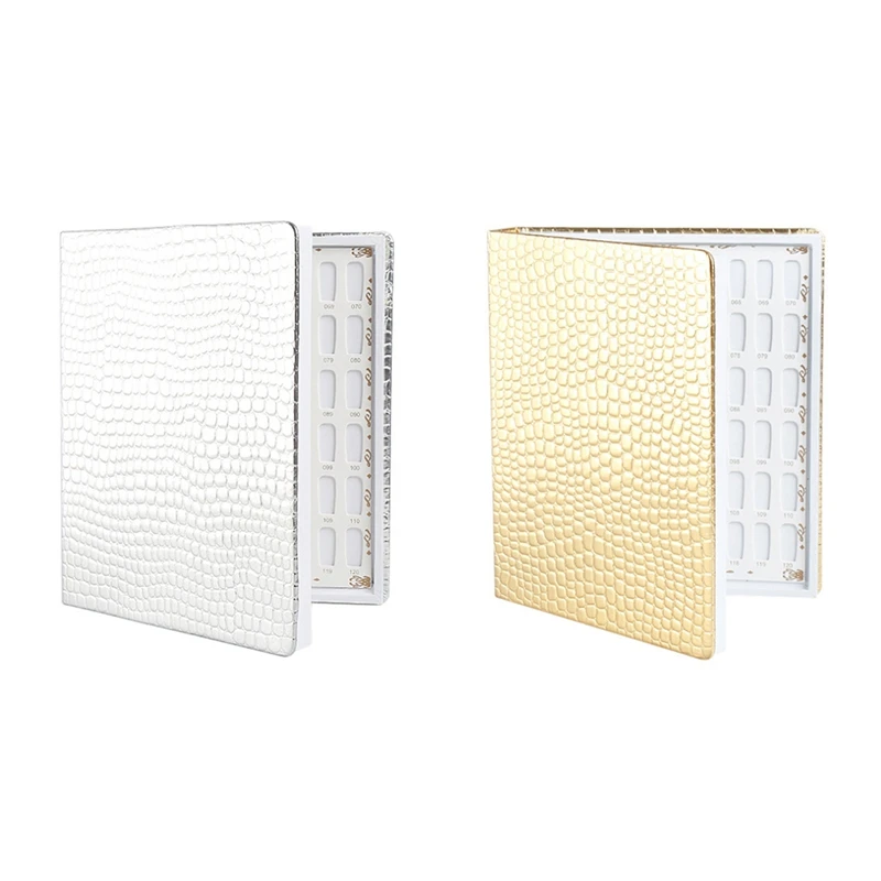 

120 Colors Nail Display Book Fake Nails Color Showing Chart Art Nail Tips Storing Cards Shelf Book
