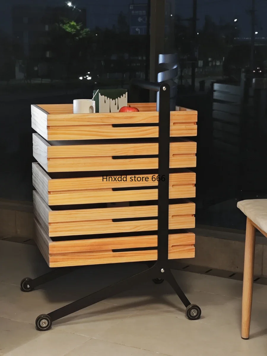 boczny ruchomy stolik kawowy na kółkach szafka boczna z litego drewna