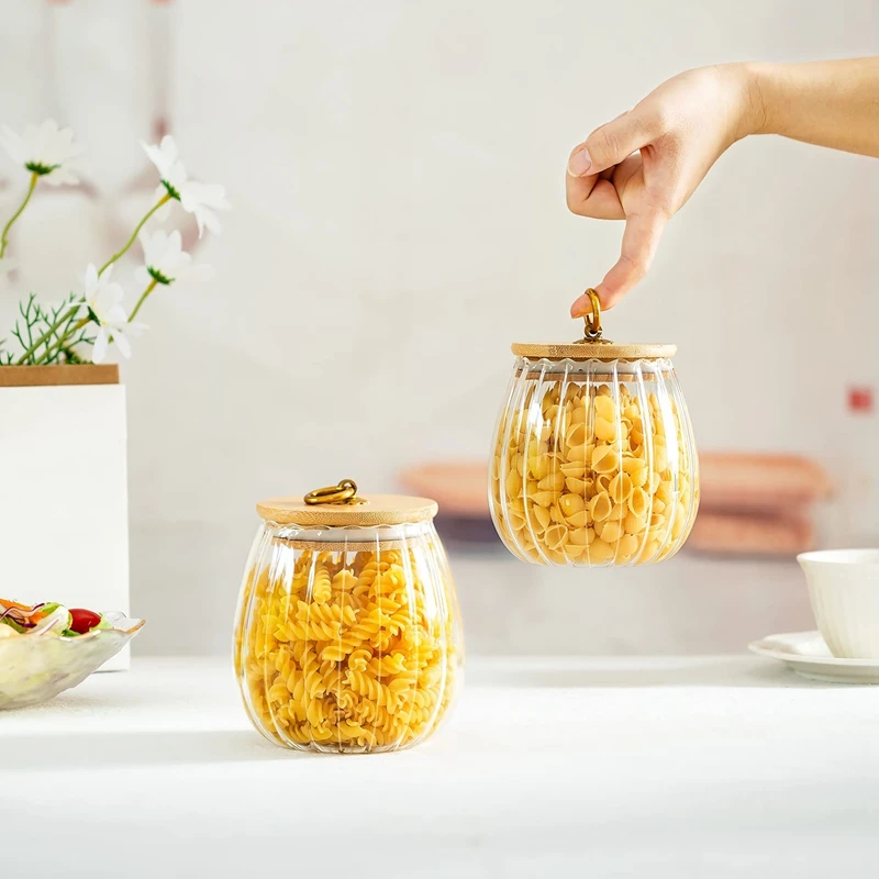 

Striped Glass Jars with Lids Spices Storage Container Transparent Sealed Tea Cans Cereal Dispenser Cookie Jar Coffee Tea
