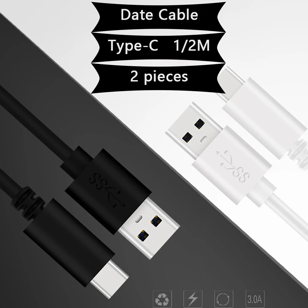 2 шт. USB-кабель для быстрой зарядки подходит Android Type-C |