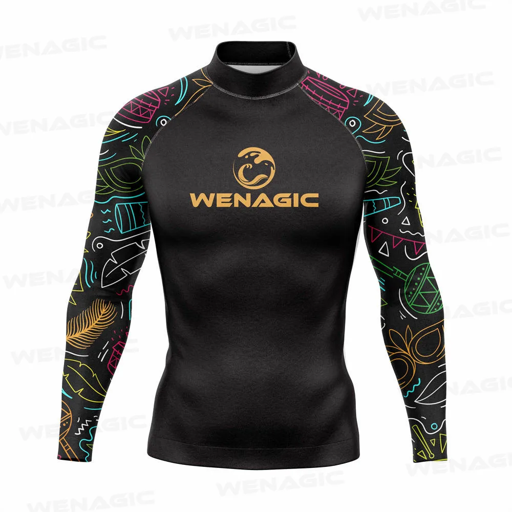 Men's guard surf wetsuit Swimsuit Long Sleeve T-shirt Swimming Floatsuit top Uv swimming tight surf T-shirt fitness
