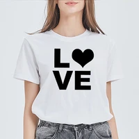 t shirt oversize women lovely geometric pattern love printing t shirt top short summer sleeve clothing loose large white casual