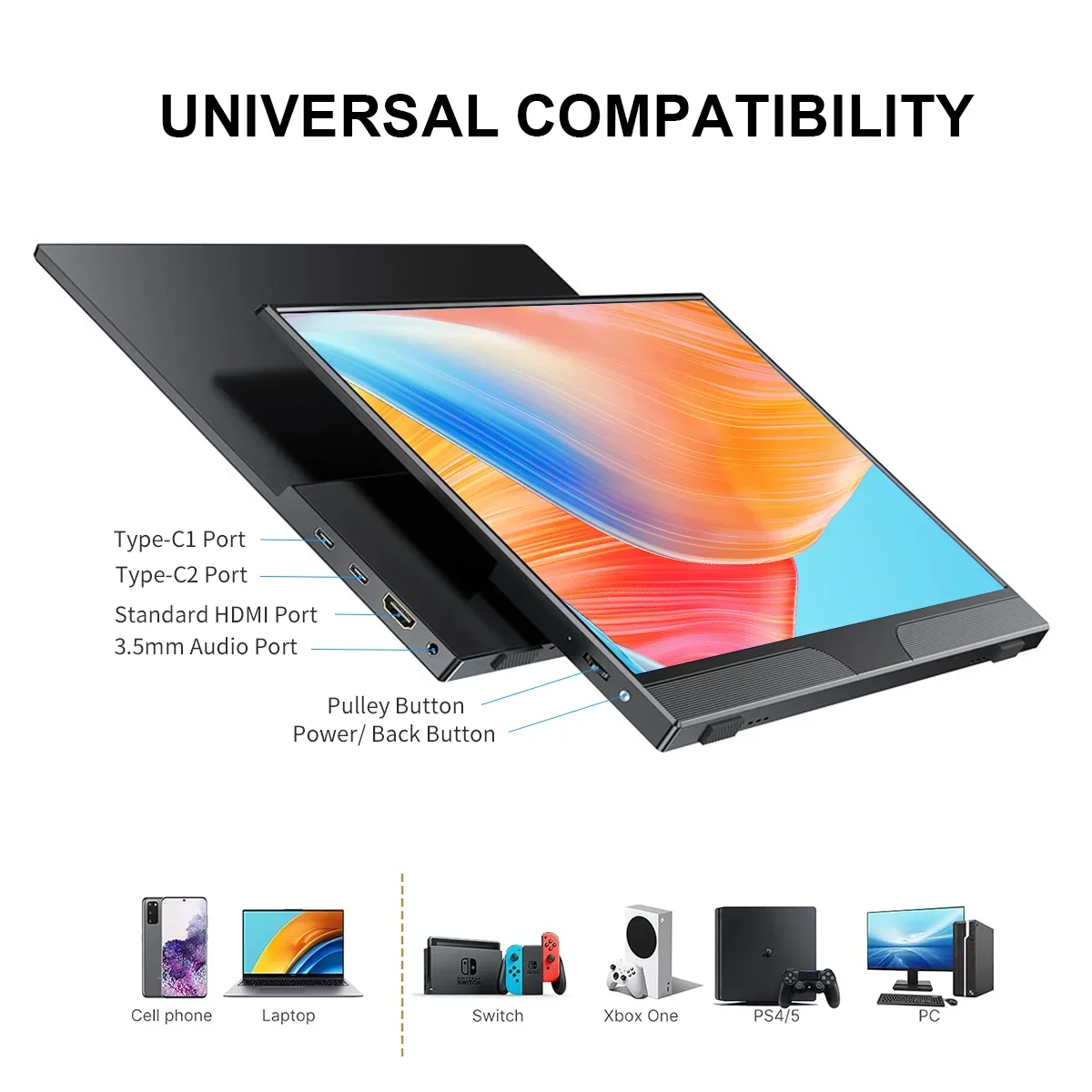 Портативный монитор HOWENS 15 6 дюйма 1080P FHD HDR