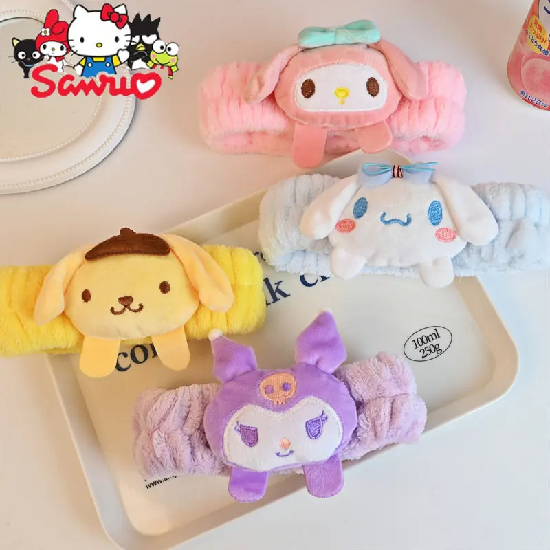 Купи Sanrio Melody Kuromi Cinnamoroll Pochacco Face Wash Headband Stuffed Animal Head Hoop Hair Accessories Hair Circle Gift for Girl за 160 рублей в магазине AliExpress