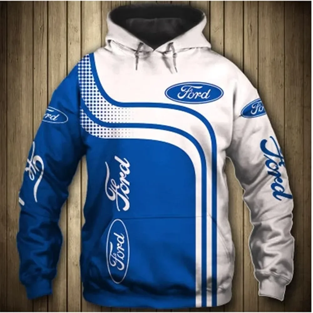 

Новинка 2023, толстовка с 3d принтом для мужчин и женщин, пуловер в стиле Харадзюку с логотипом автомобиля Ford, куртка для мотогонок
