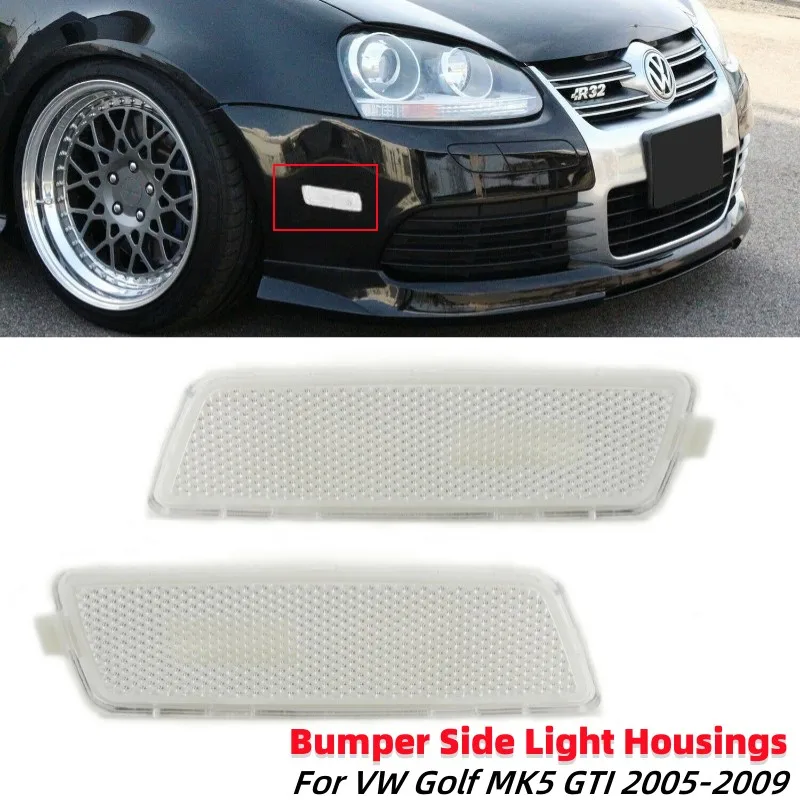 

2Pcs Car Front Bumper Side Marker Light Housings (without bulb) for VW Golf MK5 GTI 2005-2009