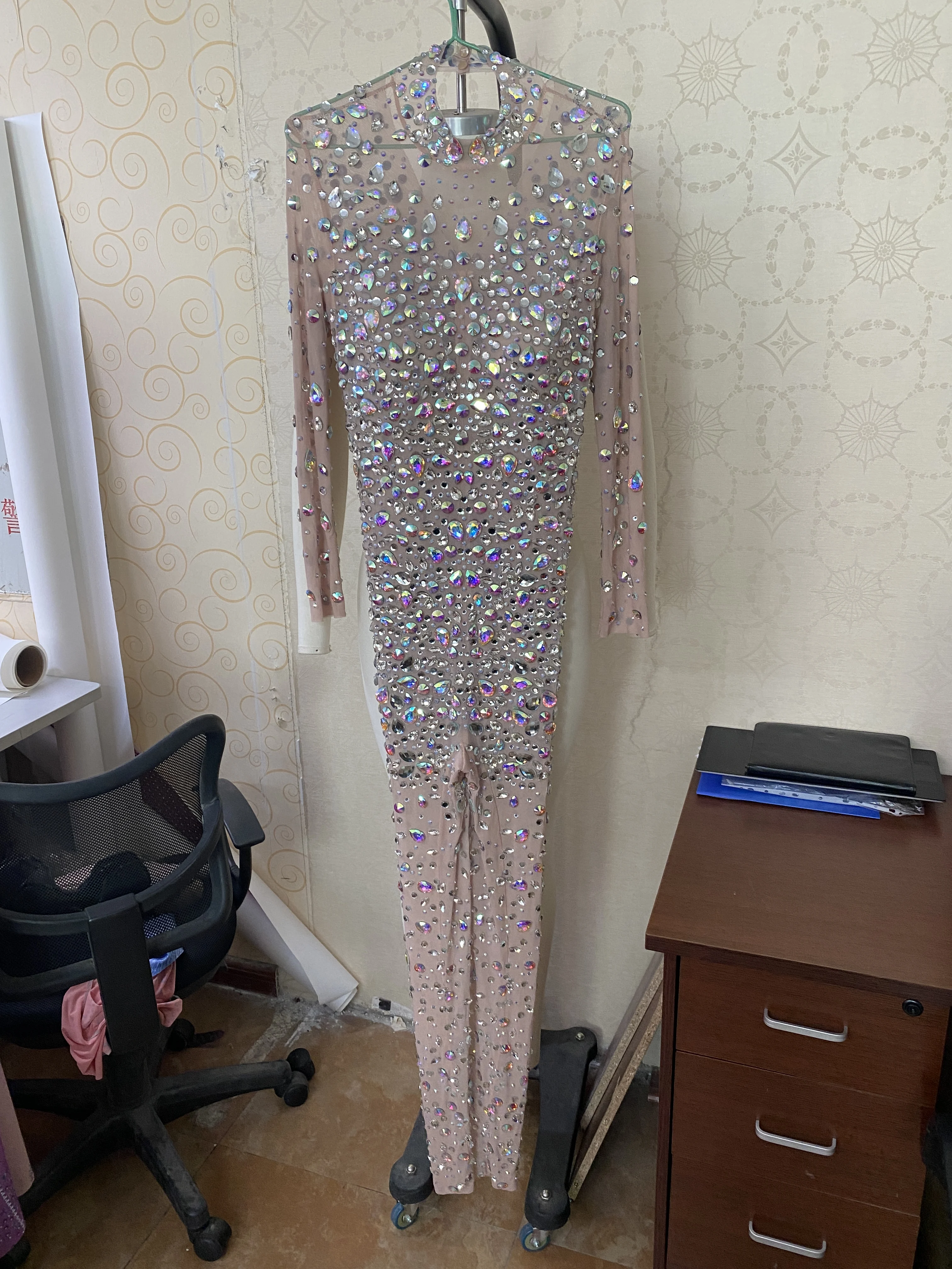 Цветастый комбинезон AB Стразы для представлений дня рождения