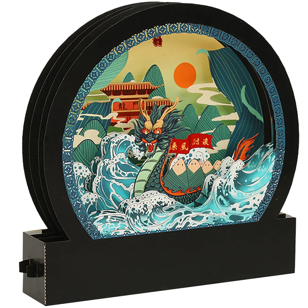 

Пазл игрушечный детский монтессори, бумажная детская модель-пазл с лодкой-драконом, развивающее здание, игра в сборе, картон, китайский