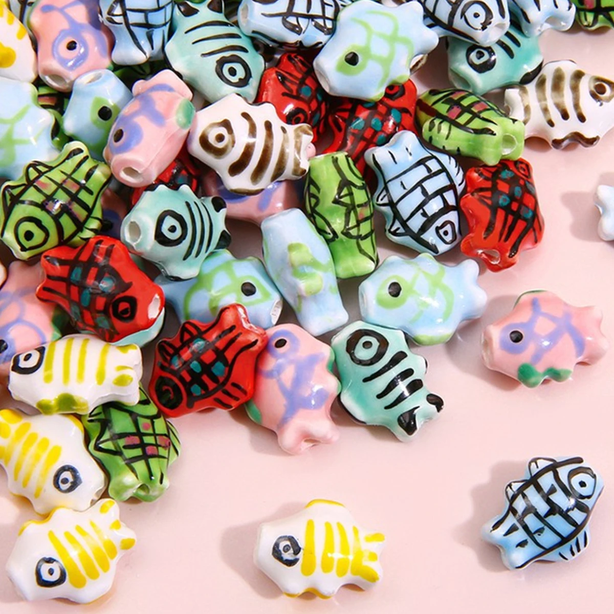 15x12mm Fashion Hand Painted Fish-shaped Ceramic Beads For Jewelry Making DIY Bracelet Necklace Keychain Colorful Procelain Bead