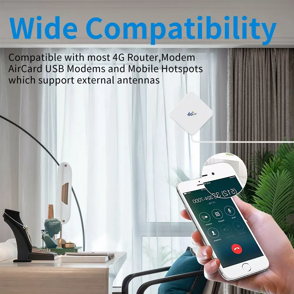 4G LTE Antenna 35dBi Panel Antena with SMA TS9 CRC9 Male Connector 3m Cable for 4G Modem Router Adapter Connector Signal Zoom