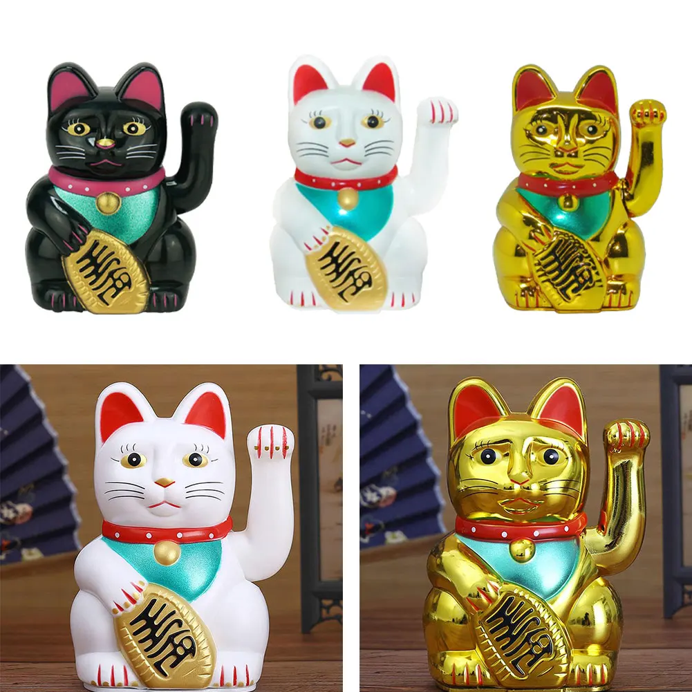 

5inch Electric Lucky Cat Waving Hand Cashier Front Desk Cash Register New Store Opening Gift Home Golden Car Ornaments