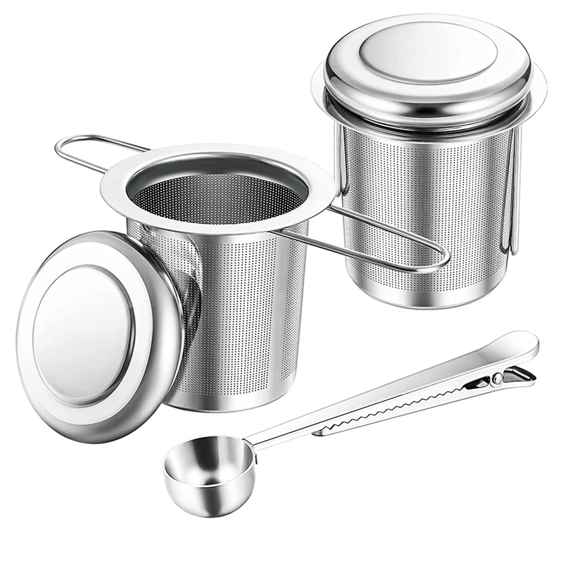 

Tea Strainer Loose Leaf Tea Infuser: Stainless Steel Extra Fine Mesh Tea Filter Cup Set With Spoon And Lid