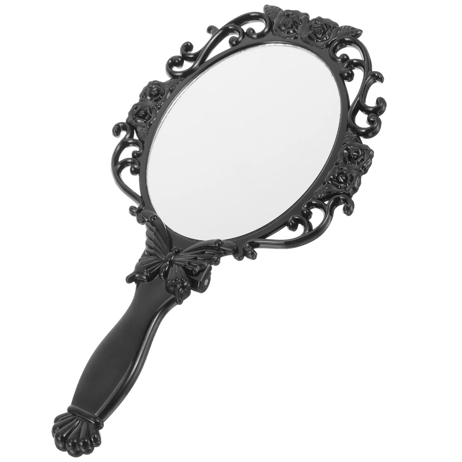 

Vintage Hand Mirror Retro Vanity Foldable Makeup Handle Handheld Women Plastic Portable Folding Travel