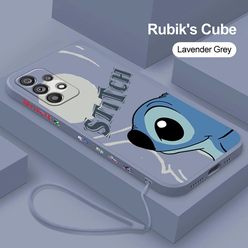 

Disney Lilo & Stitch Cute Hot Phone Case For Samsung A73 A53 A54 A34 A14 A13 A03 A03S A72 A52 A32 5G Liquid Left Rope TPU Cover
