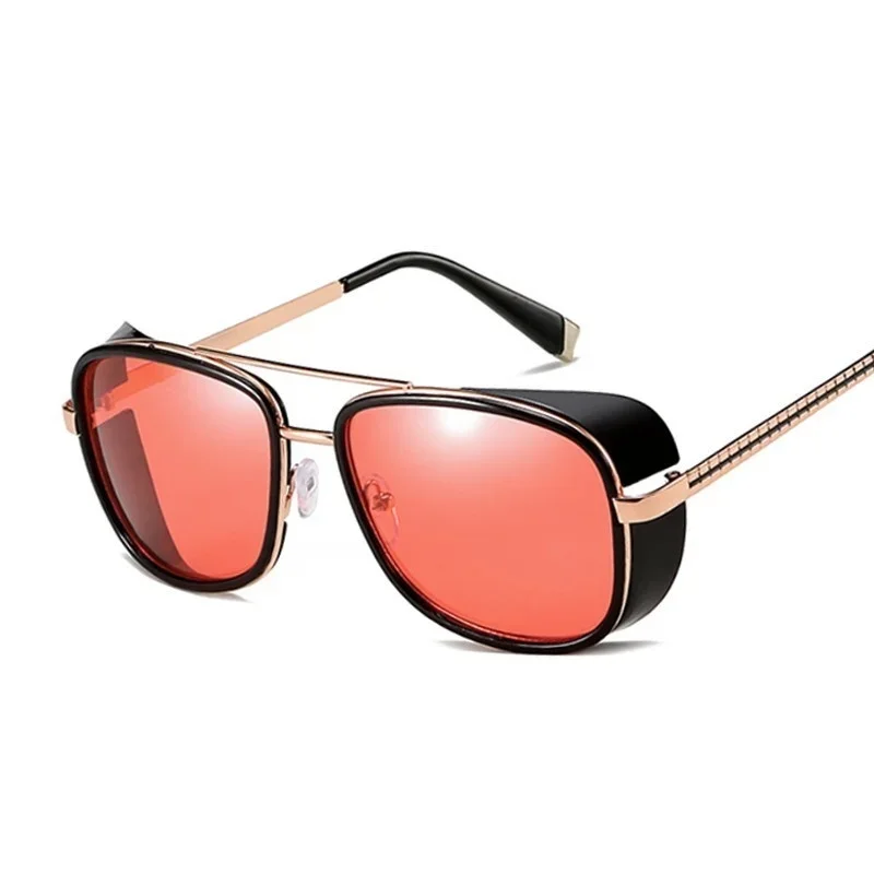 

Солнцезащитные очки в стиле стимпанк для мужчин и женщин, модные брендовые дизайнерские винтажные классические красные солнечные очки в металлической оправе в стиле ретро