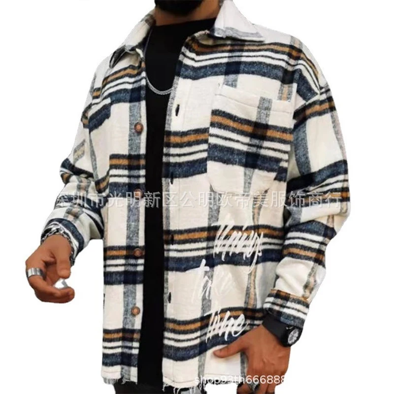 

Mens Coat New Mens Long Sleeved Shirt Casual Plaid Mens Shirt Mens Jackets and Coats