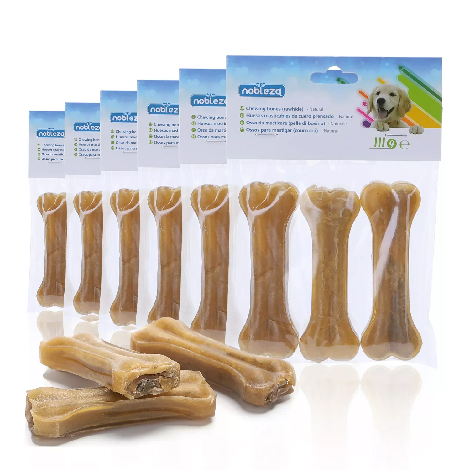 

Nobility-18 Pcs Bone pressed for dogs teeth strengthening Stick Dental Dog Snack, raw leather knuckle bone, bite bone, 10cm