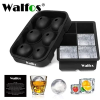 walfos food grade silicone ice cube tray 6 grids big ice cube maker square round ice tray mold bar whiskey wine ice ball maker