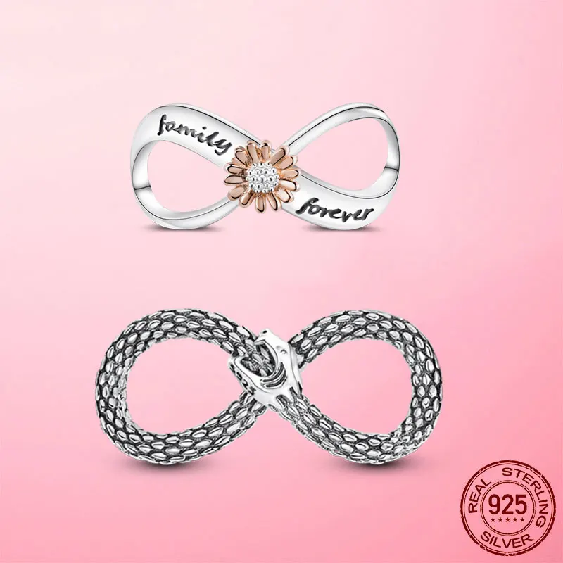 

925 Silver Forever Beads Infinite Infinity Ouroboros Charm Beads Fit Original Pandora Bracelet Jewelry DIY Gift
