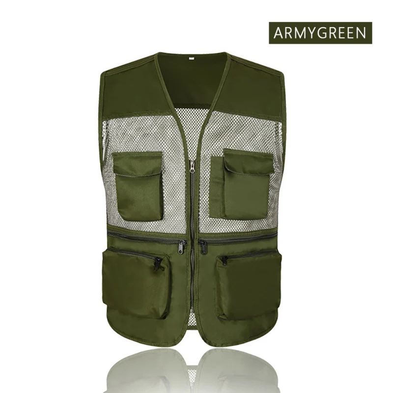 

LUC Outdoor Fishing Vest Quick Dry Zipper Fish Vest Fishing Travel Vest L-XXXL Multi-Pocket Mesh Jackets Photography Hiking Vest
