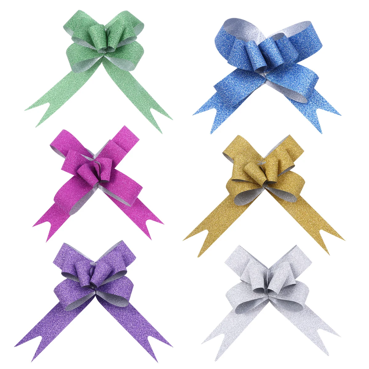 

100pcs 18mm Glitter Pull Bows Gift Knot Ribbons String Bows for Gift Wrapping Flower Basket Wedding Car Decoration (Assorted