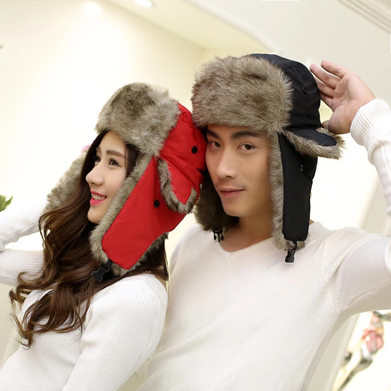 

Winter Bomber Hat Thunderbolt Hat Men Women Lei Feng Hat Keep Warm Windproof Cold Protection Thicken Ski Cap Earflap Russian Cap