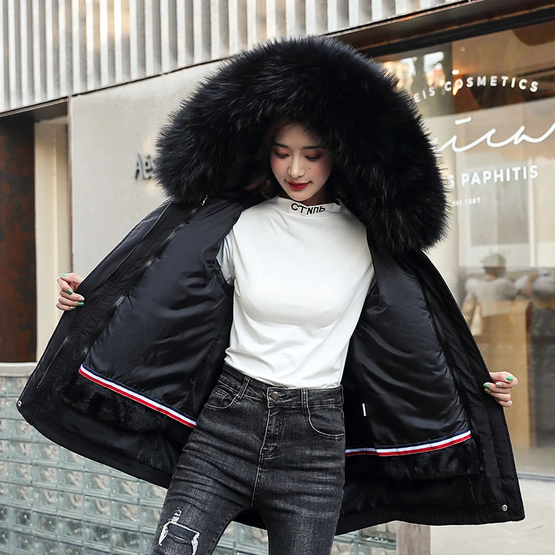 Loose Casual Hooded Long Coats Women One Coat Three Wear Plus Velvet Thick Overcoat Winter Jackets Big Fur Collar Female Parkas