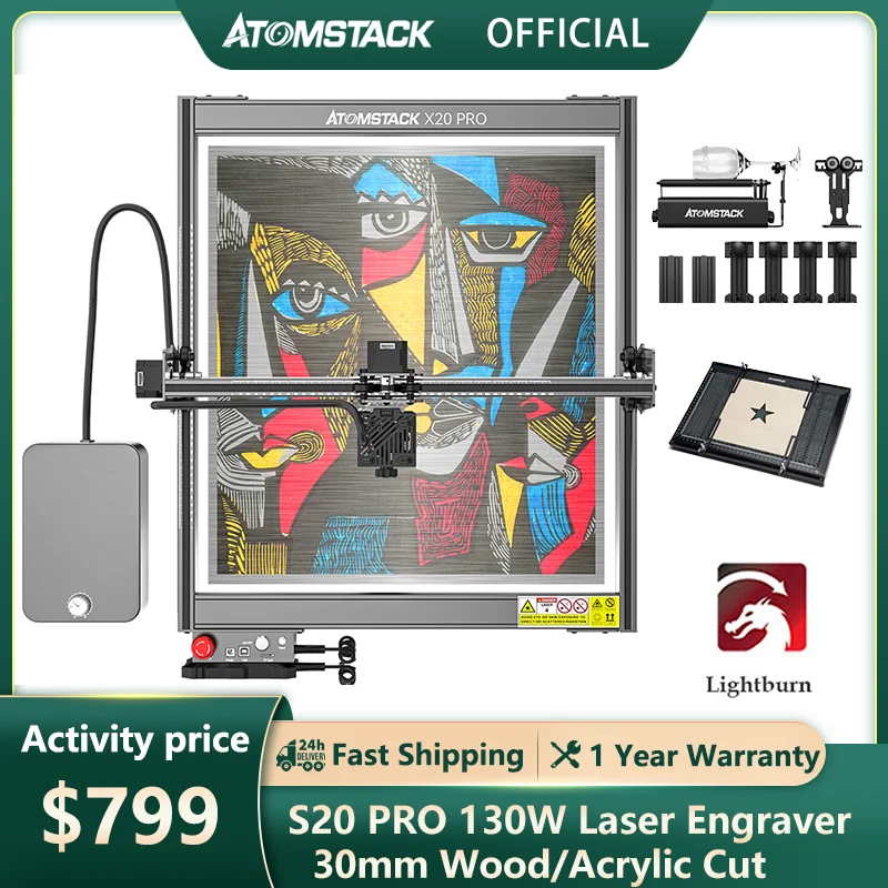 Лазерный гравировальный станок ATOMSTACK X20 S20 Pro, 130 Вт, «сделай сам», 400 + цвет на металле, гравировка, встроенный двойной воздушный помощник, управление через приложение