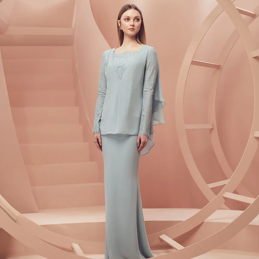 

2022 Mother of the Bride Dress Women for Weddings Elegant Mermaid Evening Dress Long Sleeves Vestidos Para Bodas Mujer Invitada