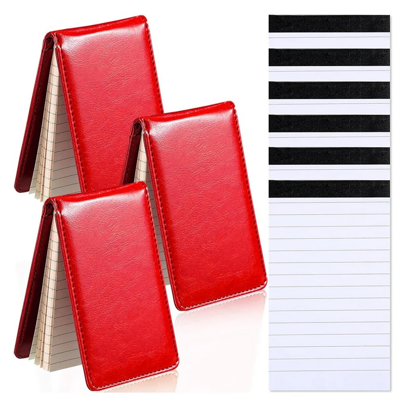 

Mini Pocket Notepad Set 3.5X5.5in A7 Portable Business Notepad with 50 Inner Pages and 6 Notepad Replacement,Red