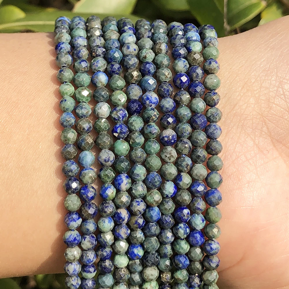 

Граненые бусины из ляпис-лазурита, натуральные незакрепленные бусины-разделители, драгоценные камни, аксессуары для браслетов и сережек 15 ...