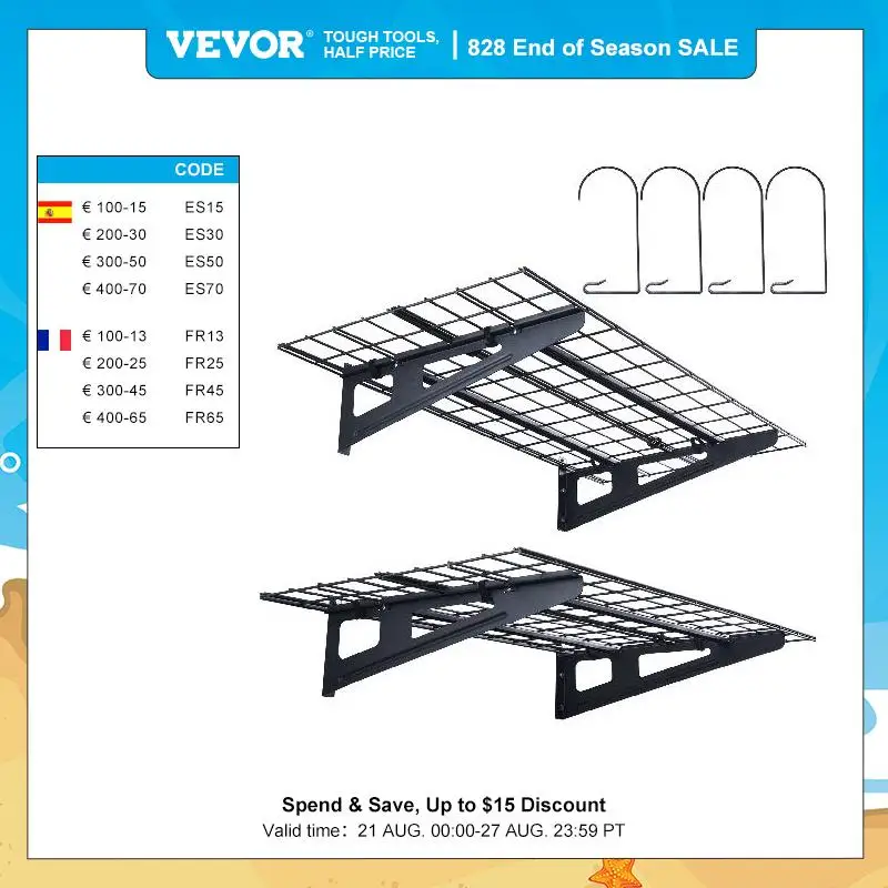 VEVOR 2 Layers Hand Power Tool Organizer Rack Garage Storage Shelving Wall Mounted Workshop Mobile Tool Shelf Heavy Duty Holder