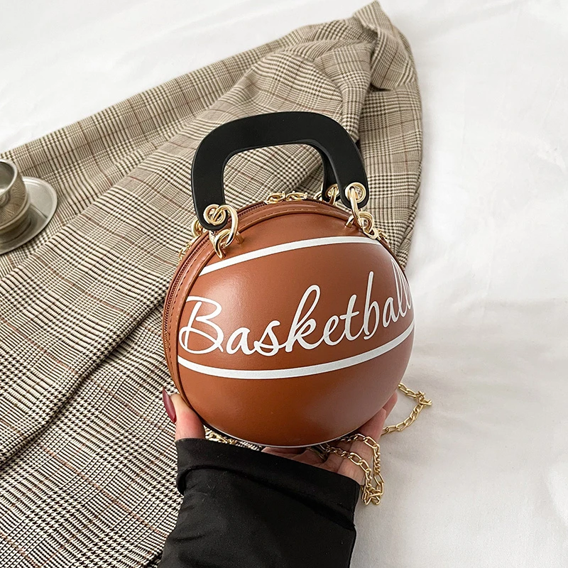 

Small Tote Round Women's Bag Basketball Shoulder Bags For Women Fashion Zipper Handbag And Purse Football Crossbody Bag Designer